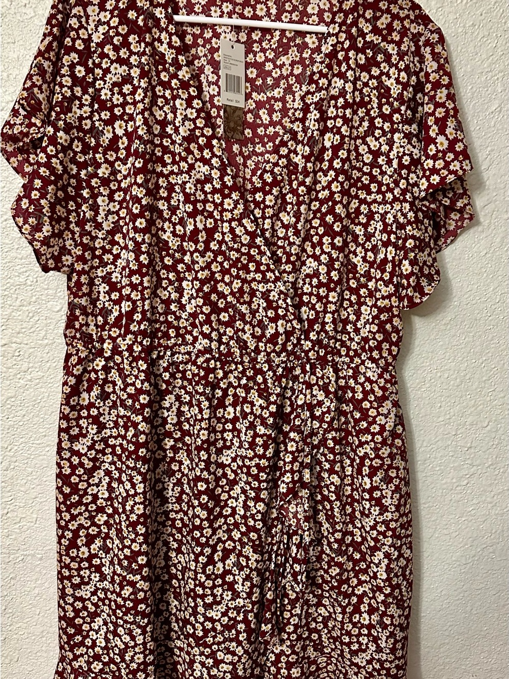 Women's Red Floral Wrap Dress